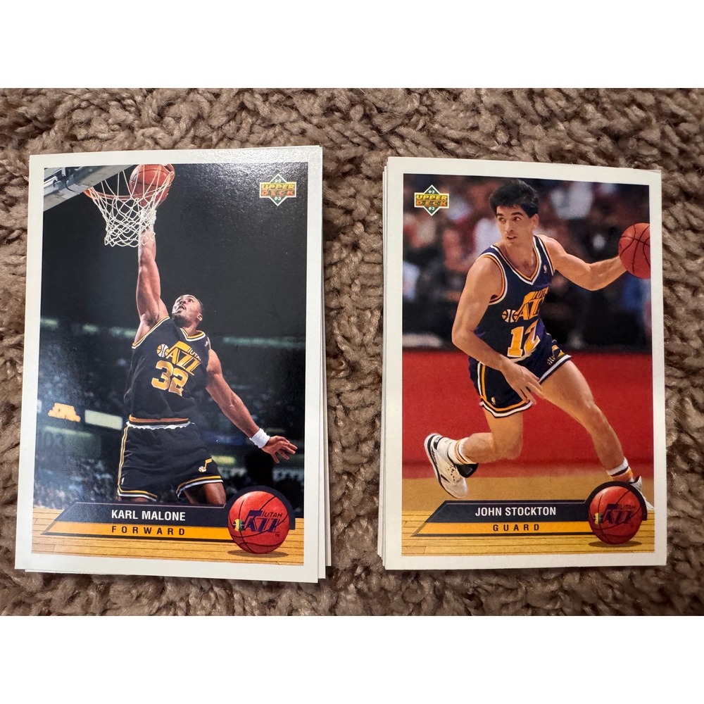 1992-93 Upper Deck Utah Jazz Card Lot – Karl Malone & John Stockton – 26 Cards